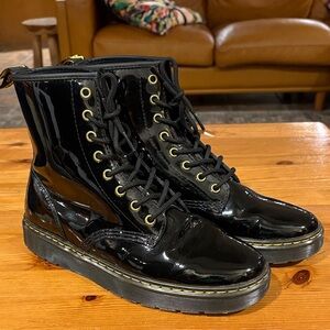 Dr. Martens Black Patent Leather Combat Boots